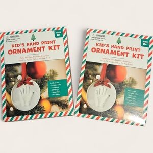 Kid's Hand Print Ornament Kit SET Of 2! - Festive Red and Green